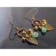 Golden Freshwater Pearl and Green Aventurine Earrings