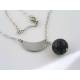 Crescent Moon and Lava Rock Necklace