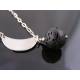 Crescent Moon and Lava Rock Necklace