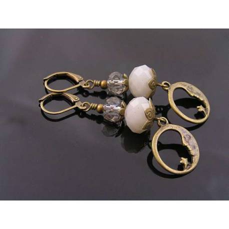 Pale Crystal and Moon Earrings