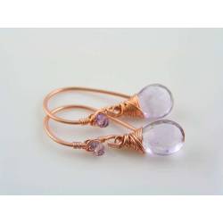 Pink Amethyst Earrings, February Birthstone