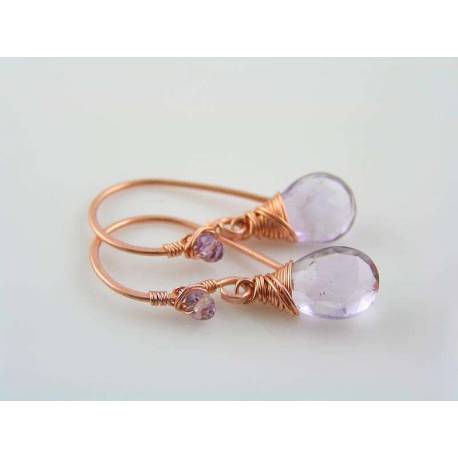 Pink Amethyst Earrings, February Birthstone