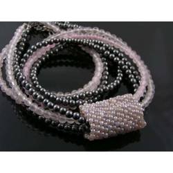 Four Strand Necklace, Hematite and Rose Quartz