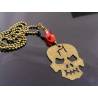 Large Skull Necklace with Blood-Red Drop