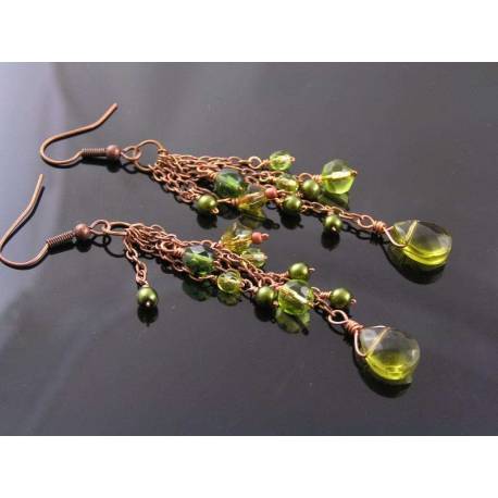Olive Green Tassel Earrings