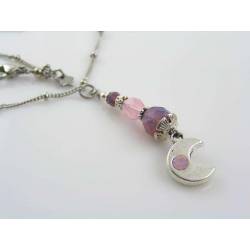 Crescent Moon Necklace with Crystals