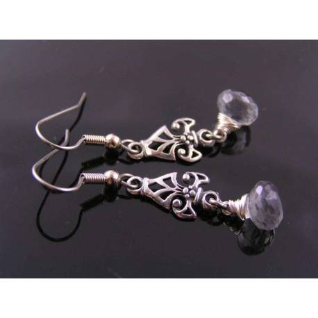 Silver Grey Quartz Earrings