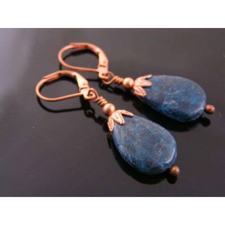 Apatite Earrings, Solid Copper