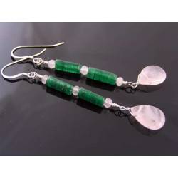 Tsavorite Garnet and Rose Quartz Earrings