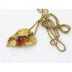 Red Agate Leaf Necklace
