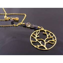 Gold Tree, Iolite and Citrine Necklace