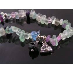 Fluorite Chip Bracelet, Buddha Charm