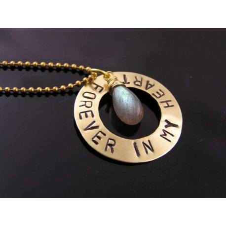 'Forever in my Heart' Inspirational Necklace with Labradorite