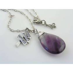 Large Fluorite Gemstone Charm Necklace