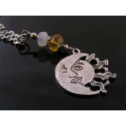 Sun Moon Necklace with Moonstone and Citrine