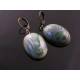 Large Green Drop Earrings, Vintage Cabochon