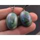 Large Green Drop Earrings, Vintage Cabochon