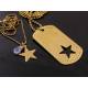 Matching Couple Necklaces, Dog Tag and Heart, Brass