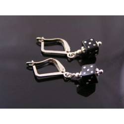 Tiny Black Dice Earrings