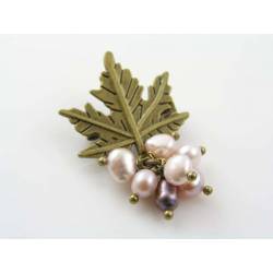 Maple Leaf Brooch with Freshwater Pearls