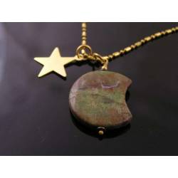 Carved Green Opal Moon Necklace