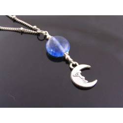 Blueberry Quartz Moon Necklace