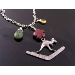 Australia Necklace with Boomerang and Kangaroo Pendant