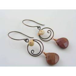 Wire Wrapped Mookaite Earrings