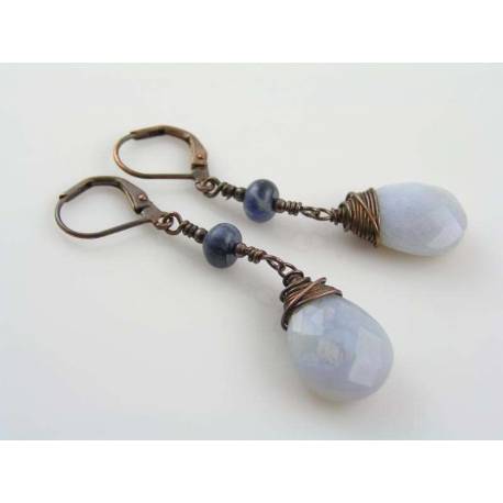 Natural Blue Chalcedony Earrings, Sodalite