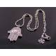 Hamsa Hand Necklace with Cat's Eye