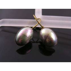 Shiny Silver Cabochon Earrings