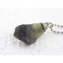Rough Gemstone Necklace for Him, Stainless Steel
