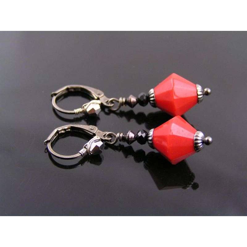 Red and shop black earrings