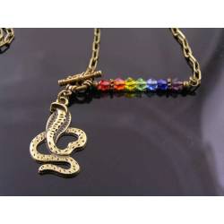 Rainbow Snake Necklace, Crystals