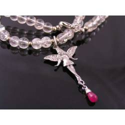 Fairy Necklace with Genuine Ruby, July Birthstone