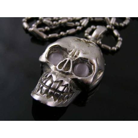 Heavy Skull Necklace with Cat's Eye