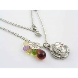 Rose Necklace with Gemstones, Agate, Citrine, Amethyst and Peridot