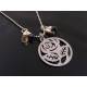 Cut-out Rose Pendant with Gemstones Necklace