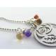 Cut-out Rose Pendant with Gemstones Necklace