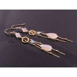 Moonstone, Sunstone and Swarovski Crystal Earrings