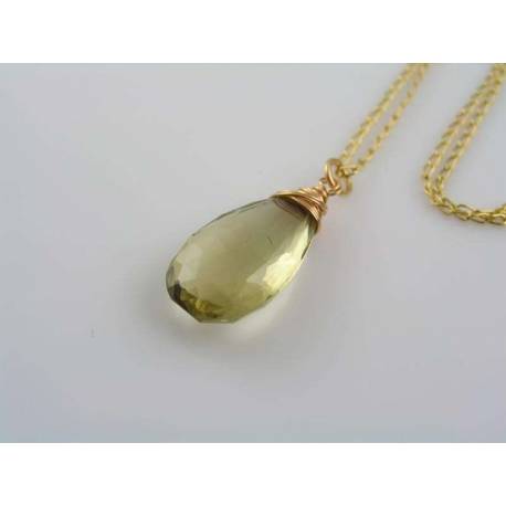 Large Honey Quartz Necklace in Solid Bronze