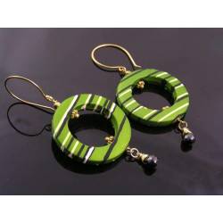 Green Retro Hoop Earrings