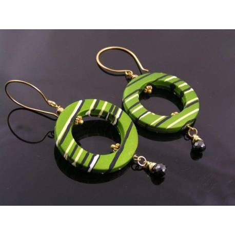 Green Retro Hoop Earrings