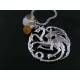 Targaryen Sigil 3 Headed Dragon Necklace, Game of Thrones, Ice and Fire Gemstones