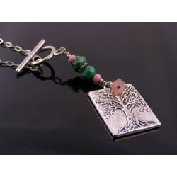 Tree of Life Necklace with Czech Glass Beads, Long Necklace, Lariat