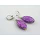 Purple Retro Earrings, Wire Wrapped