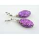 Purple Retro Earrings, Wire Wrapped