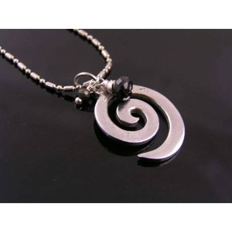 Spinel, Pyrite and Spiral Pendant Necklace