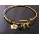 Expandable Bangle with Gemstones and Initial, Customizable