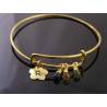 Expandable Bangle with Gemstones and Initial, Customizable